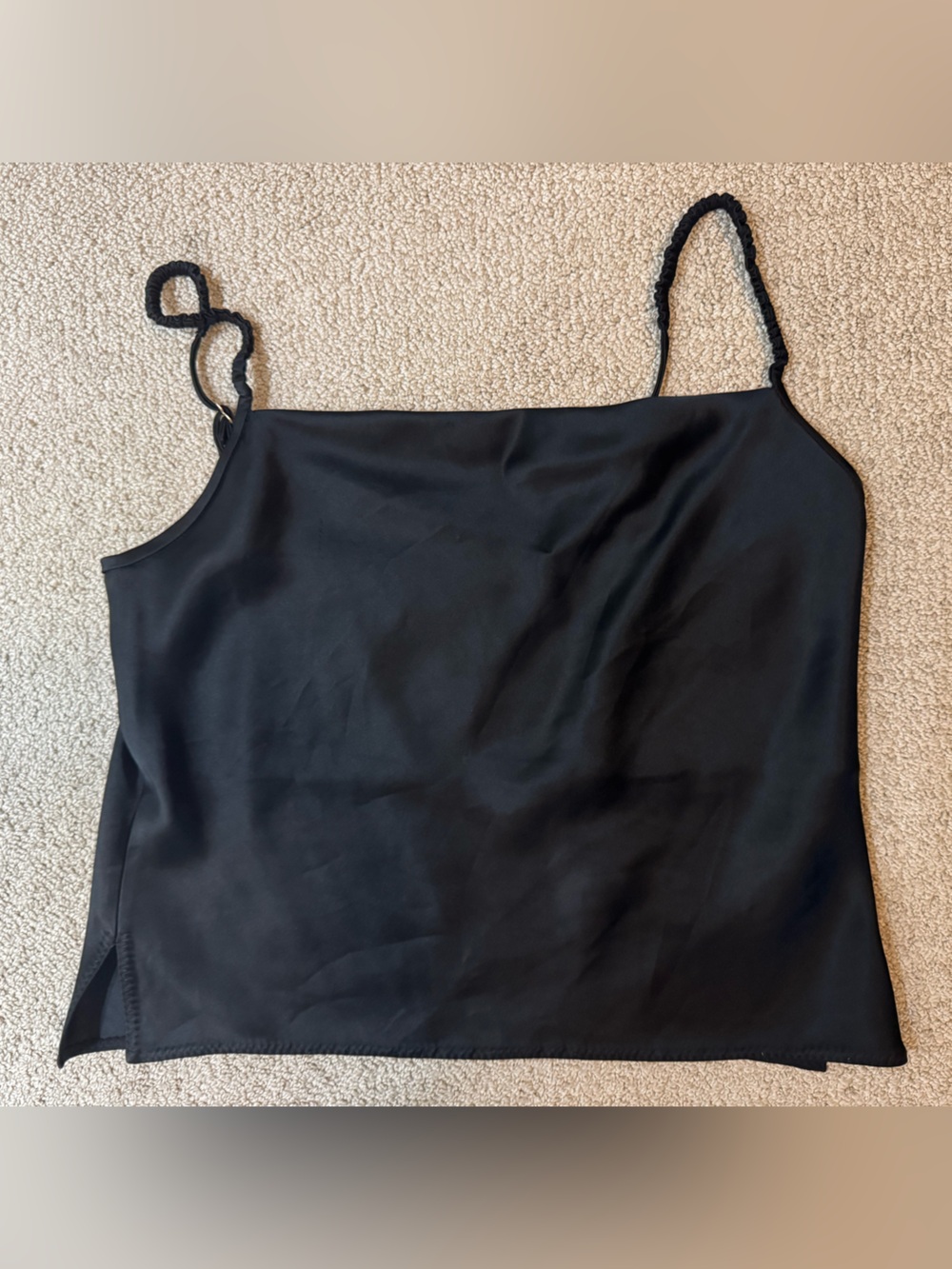 Nanushka Black Braided-Strap Satin-Look Bodysuit